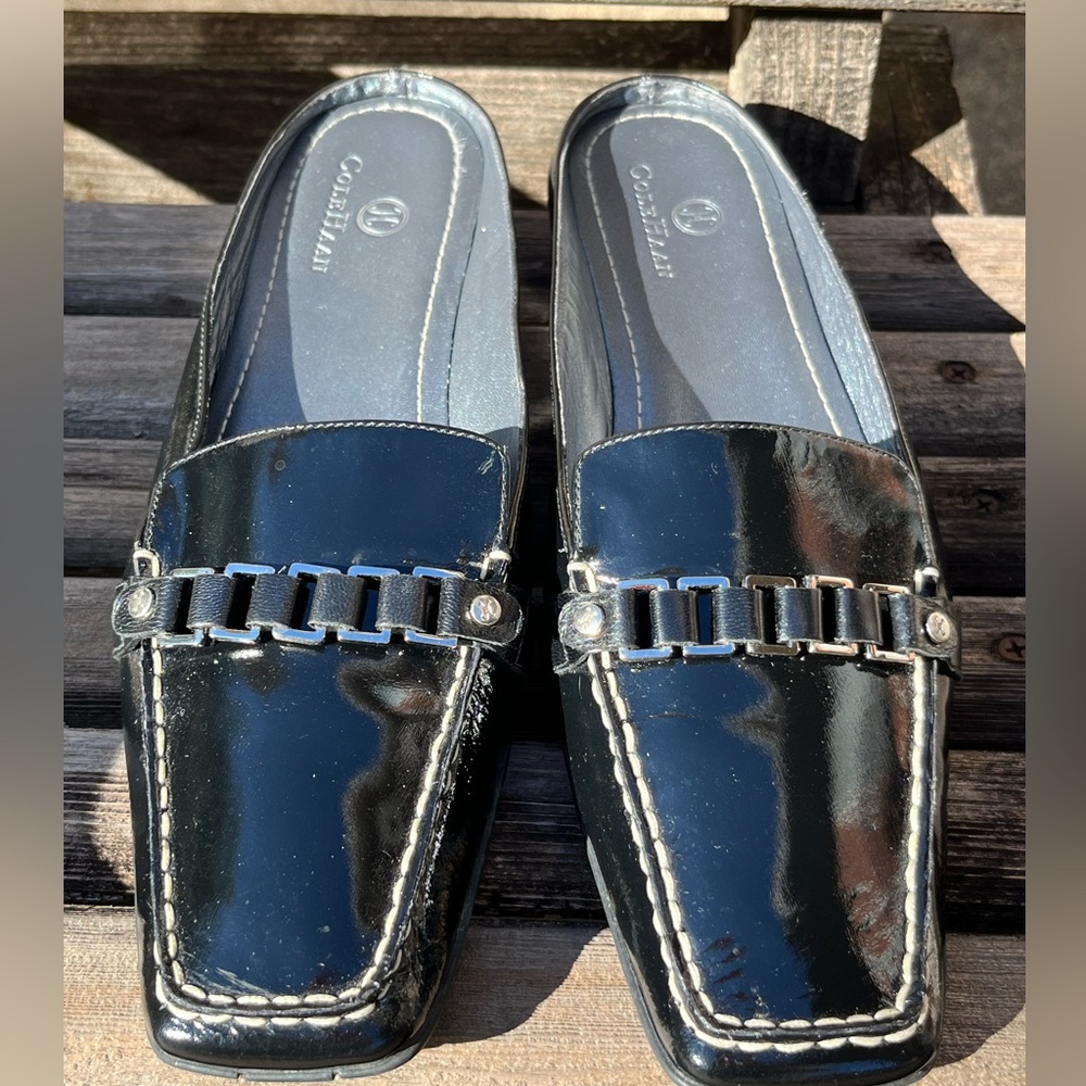 Cole Haan Black Patent Nike Air Slides 8.5B
